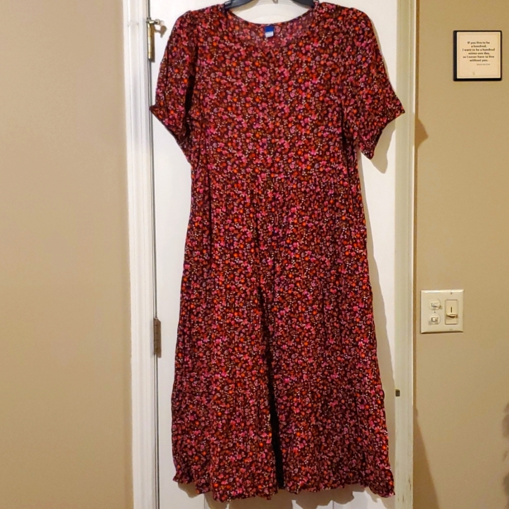 Old Navy Red Floral Maxi Dress
